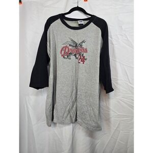 Vintage Tee Jays Dragons 24 Baseball Shirt Raglan 3/4 Sleeve Gray Black XXL USA